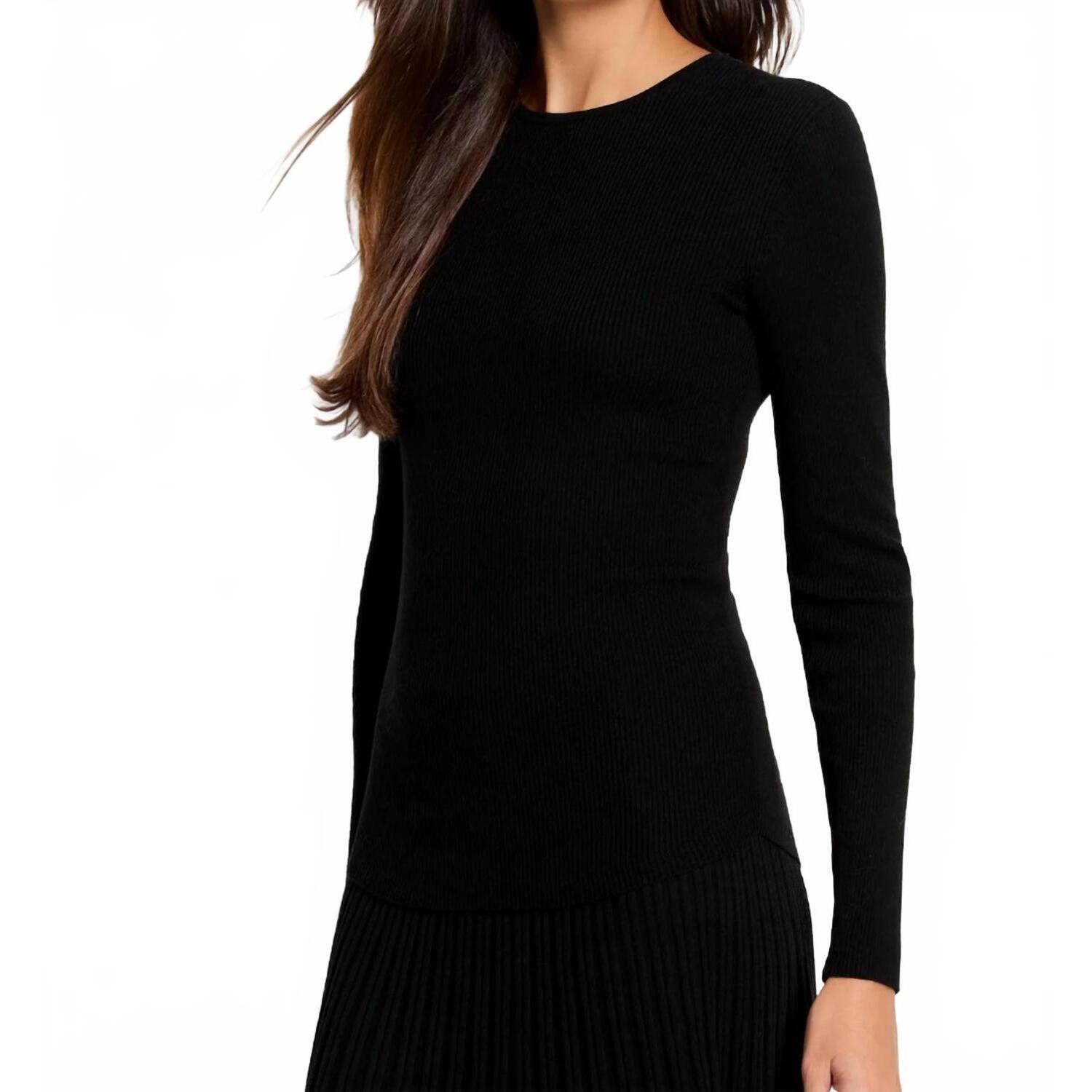 New Nic + Zoe Ribbed Sweater Tee In Black